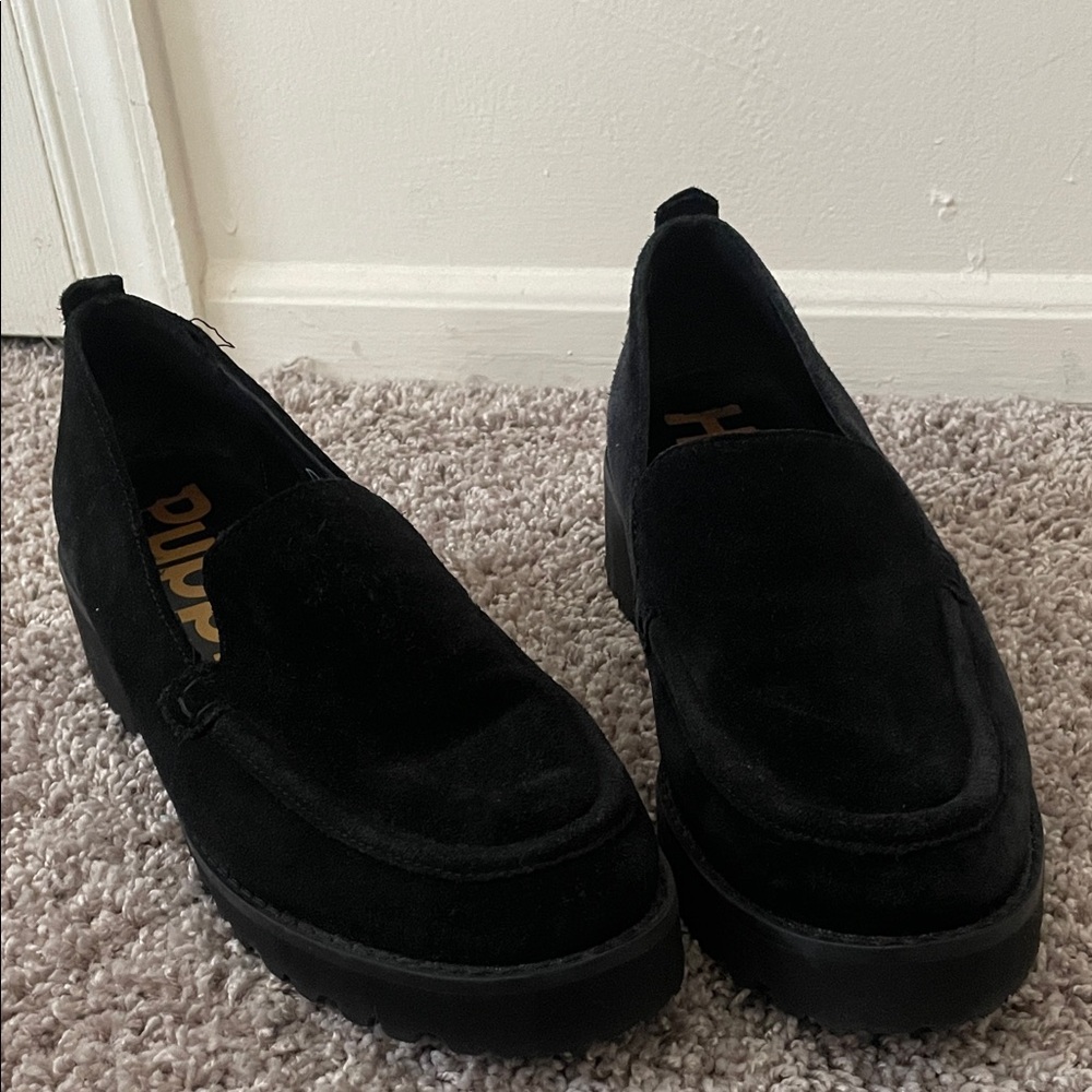Hush Puppies Black Suede Loafers